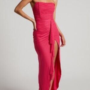 Nora Midi Dress - Corset Detailing Dress in Hot Pink